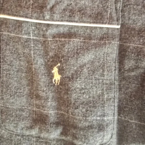 Polo Ralph Lauren Mens Grey Windowpane Flannel Pajama Shirt Sleep Top Size M New - Picture 6 of 16
